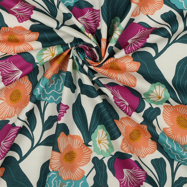 Voile de coton "London Floral - écru "  crée par Nerida Hansen (prix pour 10cm)