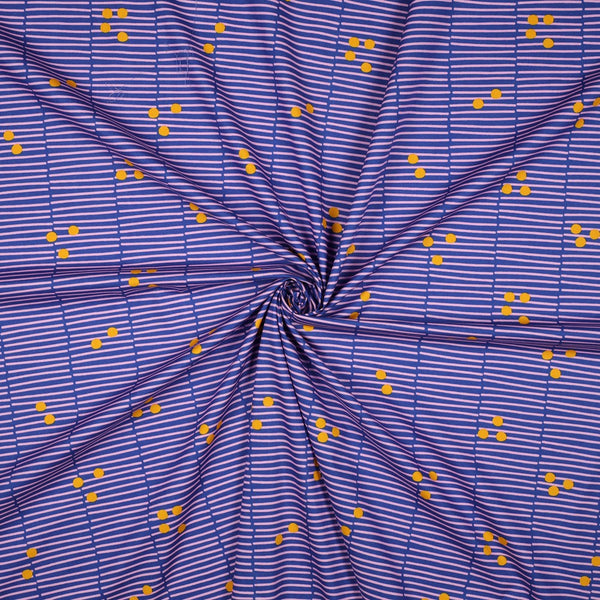 Popeline "Broken stripes royal blue/pale pink" crée par Nerida Hansen (prix pour 10cm)