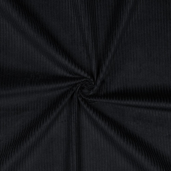 Velours grosses côtes lavé - noir 01 - 100% coton - Oeko-tex (Prix pour 10cm)