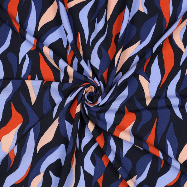 Popeline de viscose " lignes graphiques noir" - certifié  Eco-Vero(Prix pour 10cm)