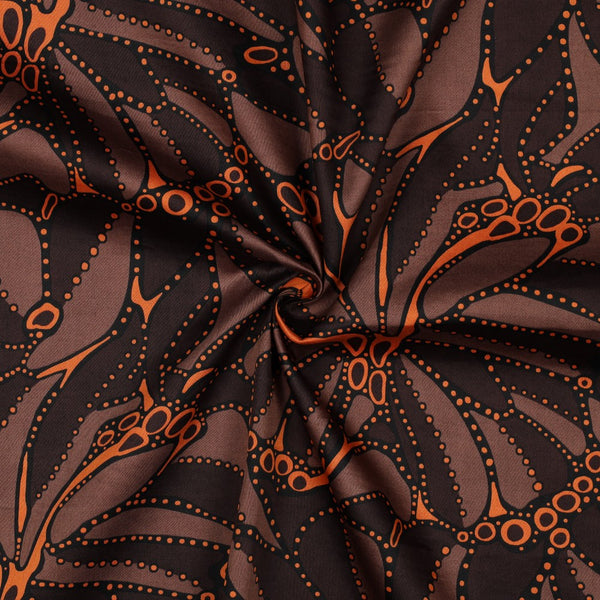 Satin de coton "Aile de papillons - café " oeko-tex (prix pour 10cm)