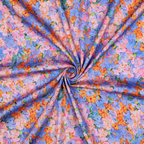 Superbe satin de viscose - Danse fleurie (prix pour 10cm)