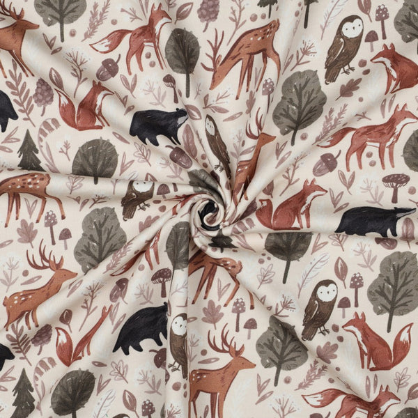 Sweat - "les animaux de la forêt"- certifié oeko-tex (prix pour 10cm)