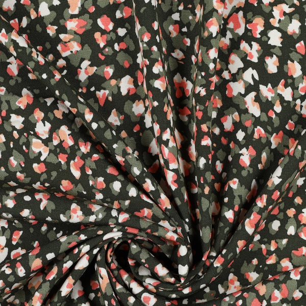 Coupon de 2,35m de Viscose stretch - confettis tons vert/saumon