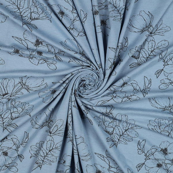 Jersey de bambou "magnolia bleu" certifié Oeko-tex (prix pour 10cm)