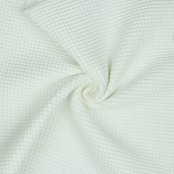 Coton nid d'abeille / waffle uni blanc 100% coton oeko-tex (prix pour 10cm)