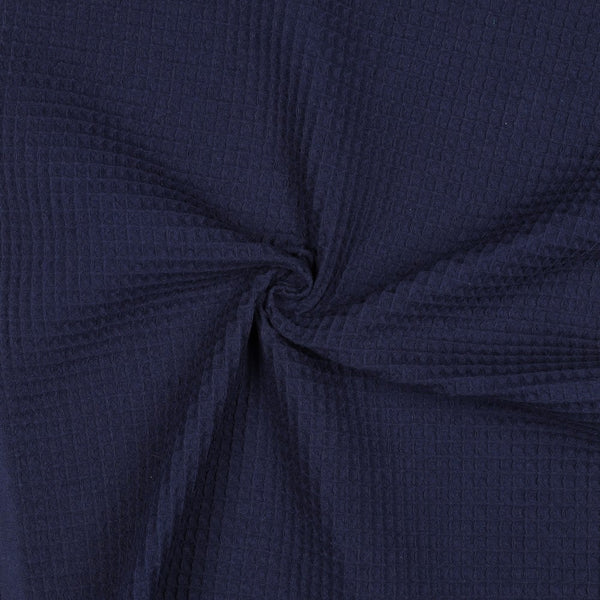 Coton nid d'abeille / waffle uni bleu marine 011 - 100% coton oeko-tex (prix pour 10cm)