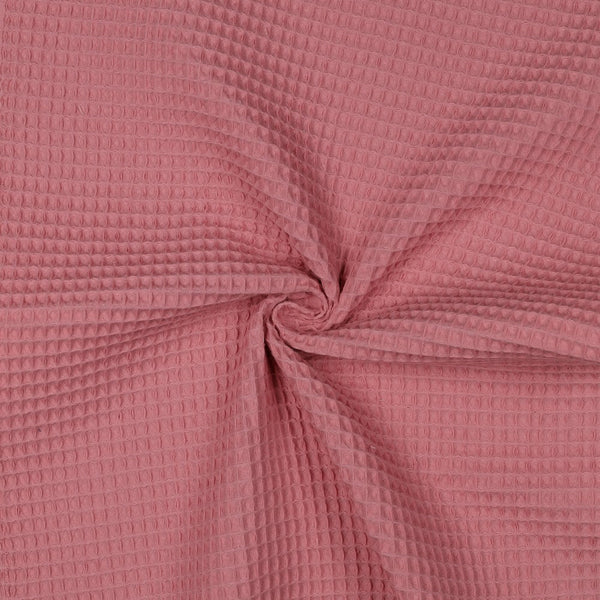 Coton nid d'abeille / waffle uni rose 014 - 100% coton oeko-tex (prix pour 10cm)