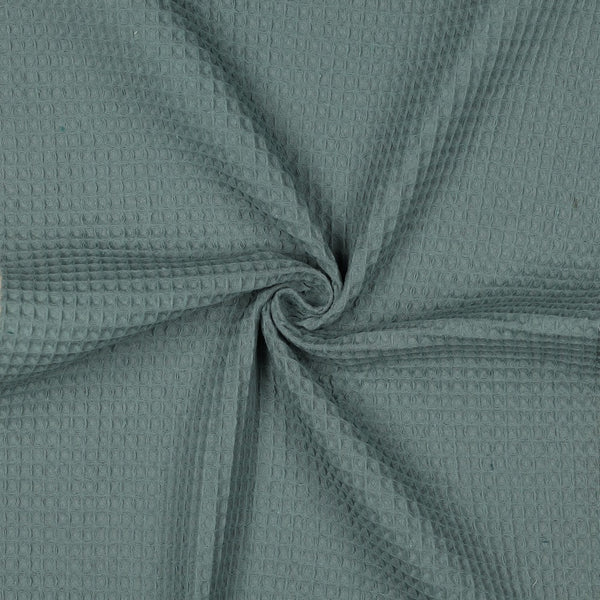 Coton nid d'abeille / waffle uni old green 018 - 100% coton oeko-tex (prix pour 10cm)