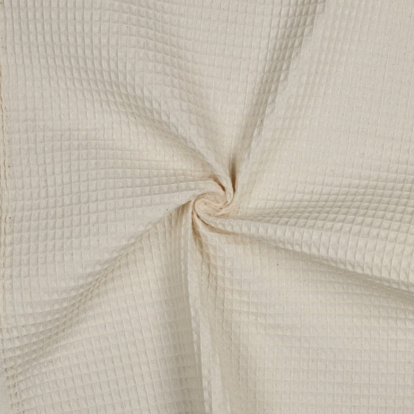 Coton nid d'abeille / waffle uni naturel / écru 100% coton oeko-tex (prix pour 10cm)