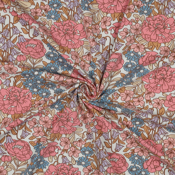 Jersey "Fleurs des champs" sur fond blanc certifiée oeko-tex (prix pour 10cm)