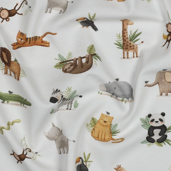 Jersey "Les animaux de la savane" certifié GOTS (prix pour 10cm)