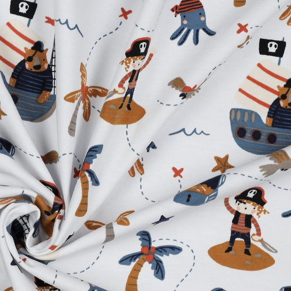 Coupon de 3m de jersey 100% coton " Petits pirates" certifié oeko-tex