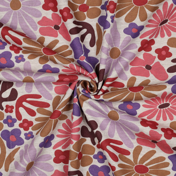 Sweat - "flower power clair"- certifié oeko-tex (prix pour 10cm)