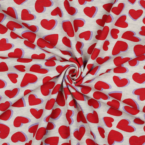 Sweat - "sweetheart rouge"- certifié oeko-tex (prix pour 10cm)