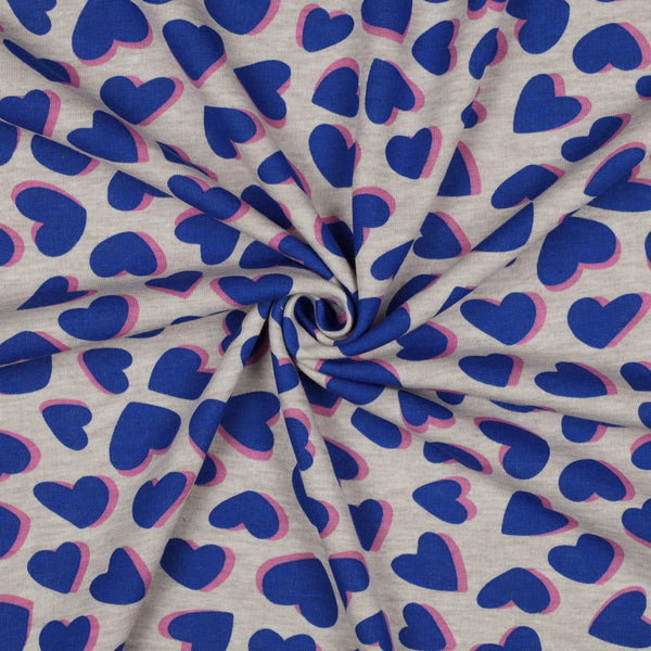 Sweat - "sweetheart bleu"- certifié oeko-tex (prix pour 10cm)