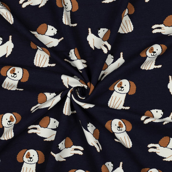 Sweat - "Mon petit chien sur fond bleu"- certifié oeko-tex (prix pour 10cm)