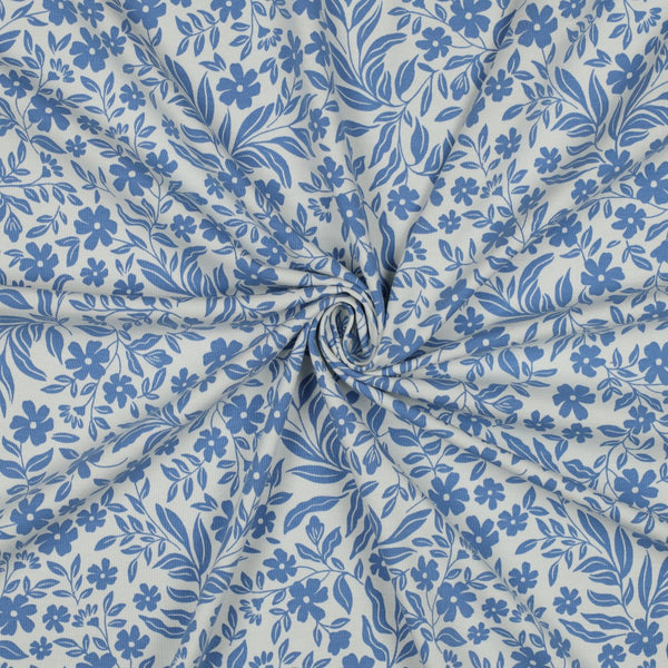 Jersey "Je suis fleur bleue" certifié oeko-tex (prix pour 10cm)
