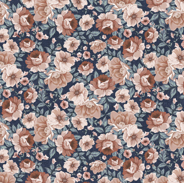 French terry "Douces fleurs" (prix pour 10cm)