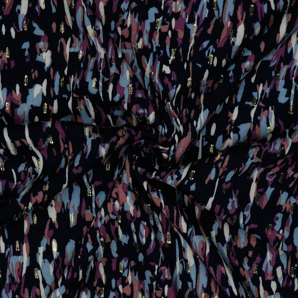 Coupon de 3m de viscose motif abstrait avec lurex tons bleus/mauves  (Prix pour le coupon)