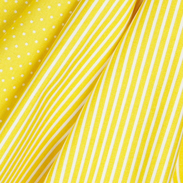 Popeline lignée blanche et jaune 100% coton certifiée oeko-tex (prix pour 10cm)