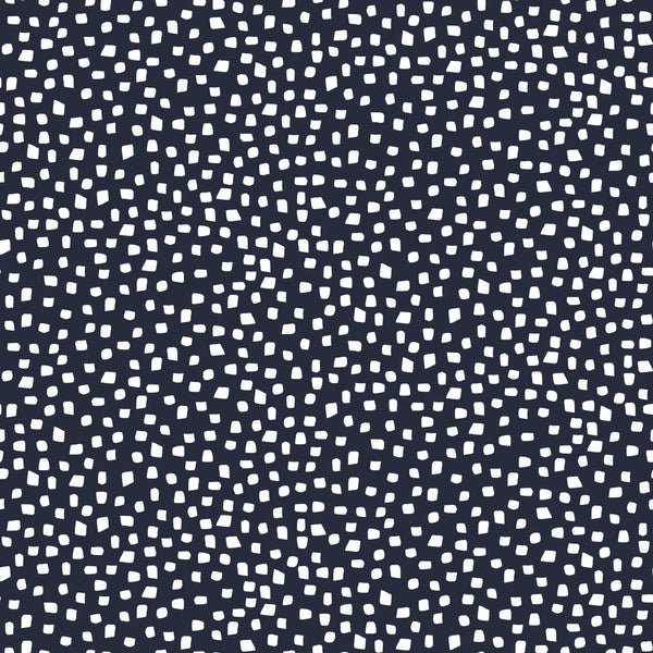 Coupon de 3m de jersey 100% coton " dots bleu marine foncé" certifié GOTS