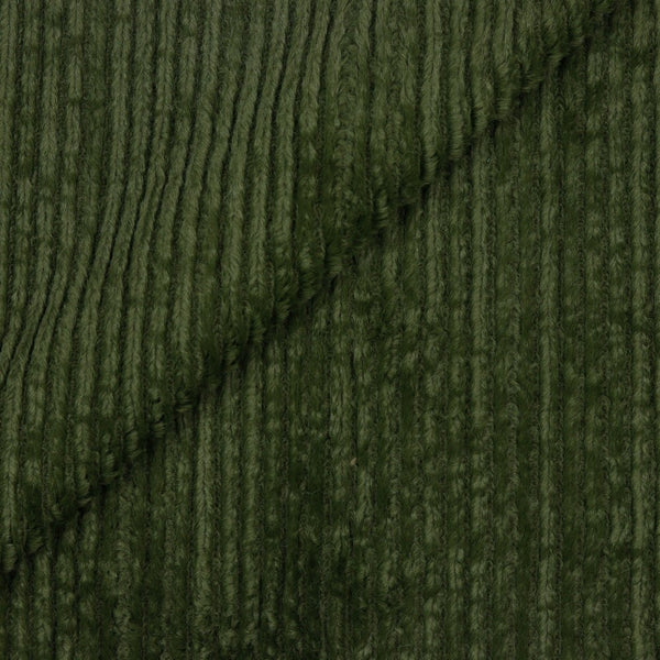 Fausse fourrure à côtes toute douce - vert kaki  (prix pour 10cm)