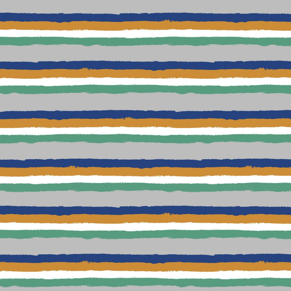 French terry brossé/ sweat - "rayures bleu/vert" - certifié oeko-tex (prix pour 10cm)