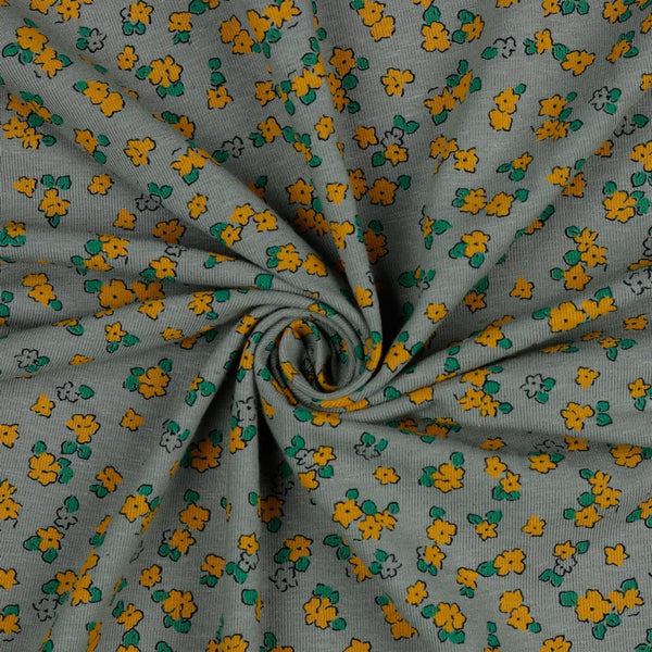 Coupon de 3m de jersey lin et coton "petites fleurs" certifié oeko-tex