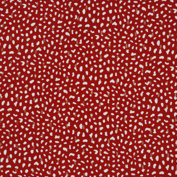 Coupon de 3m de viscose lurex  "pois blanc sur fond rouge foncé"