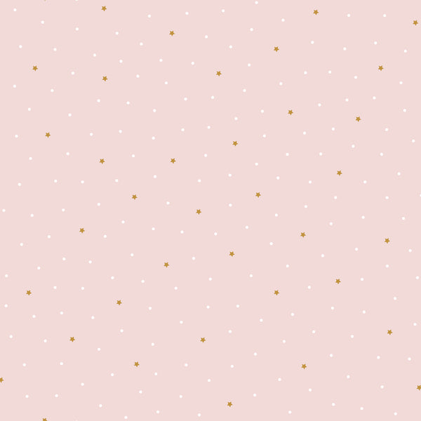 Popeline "Nuit étoilée rose pâle" certifié GOTS (prix pour 10cm)