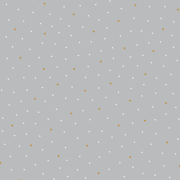 Popeline "Nuit étoilée gris perle" certifié GOTS (prix pour 10cm)