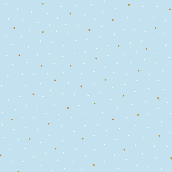 Popeline "Nuit étoilée bleu clair" certifié GOTS (prix pour 10cm)