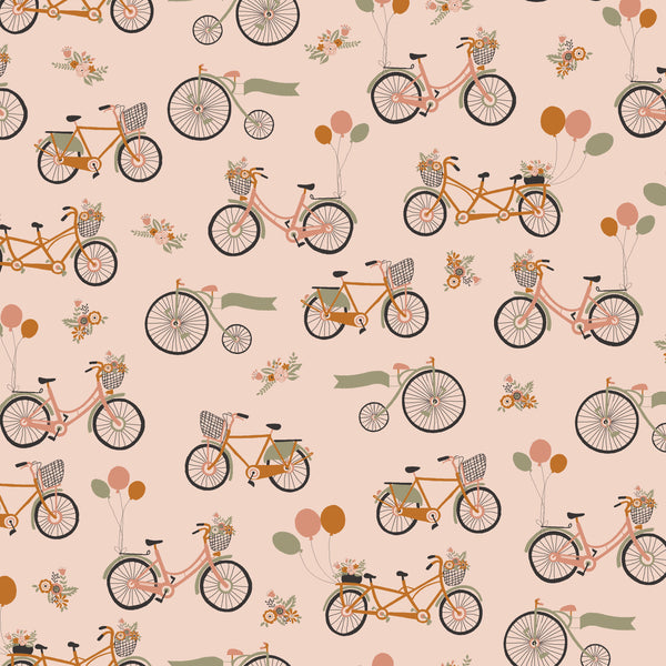 Coupon de 1,46m de Popeline de coton " vélo" certifiée GOTS