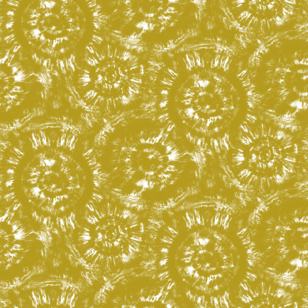 Coupon de 3m de popeline 100% coton " tie and dye jaune moutarde" certifié oeko-tex