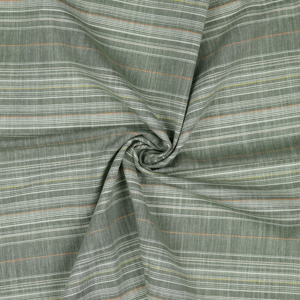 Coupon de 3m de Chambray ligné dans les tons kaki certifié oeko-tex