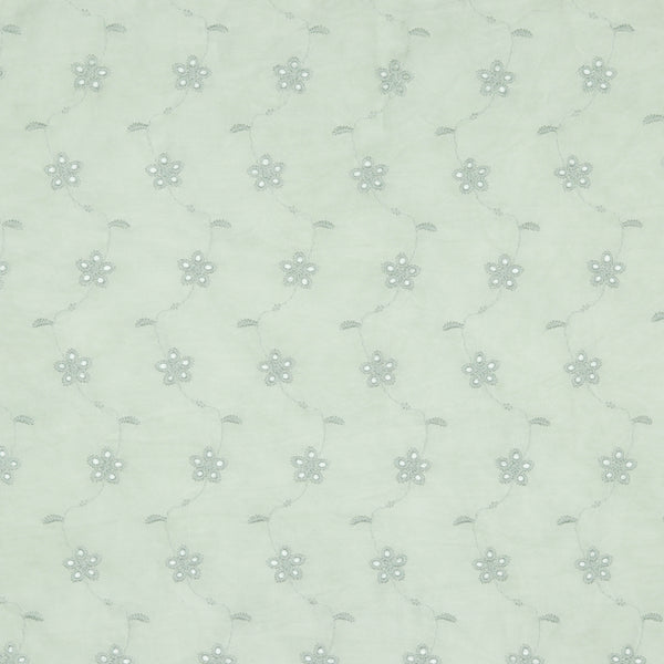 Coupon de 1,75m de viscose brodée de fleurs - vert doux