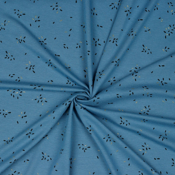 Coupon de 3m de jersey 100% coton " painter glitter bleu" certifié oeko-tex