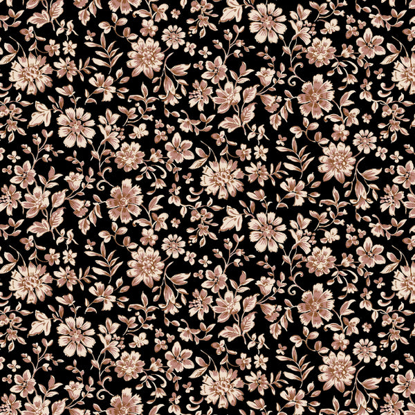 Coupon de 3m de viscose Dark Flower (Prix pour le coupon)