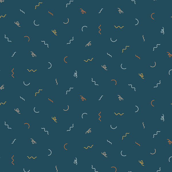 Coupon de 3m de popeline 100% coton " lignes graphiques sur fond bleu marine" certifié oeko-tex