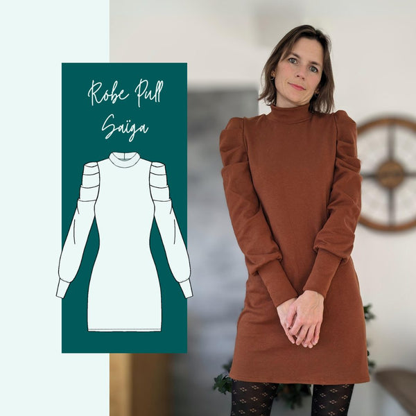 Patron pochette de la robe pull Saiga de Instinct Couture (taille 32 à 52)