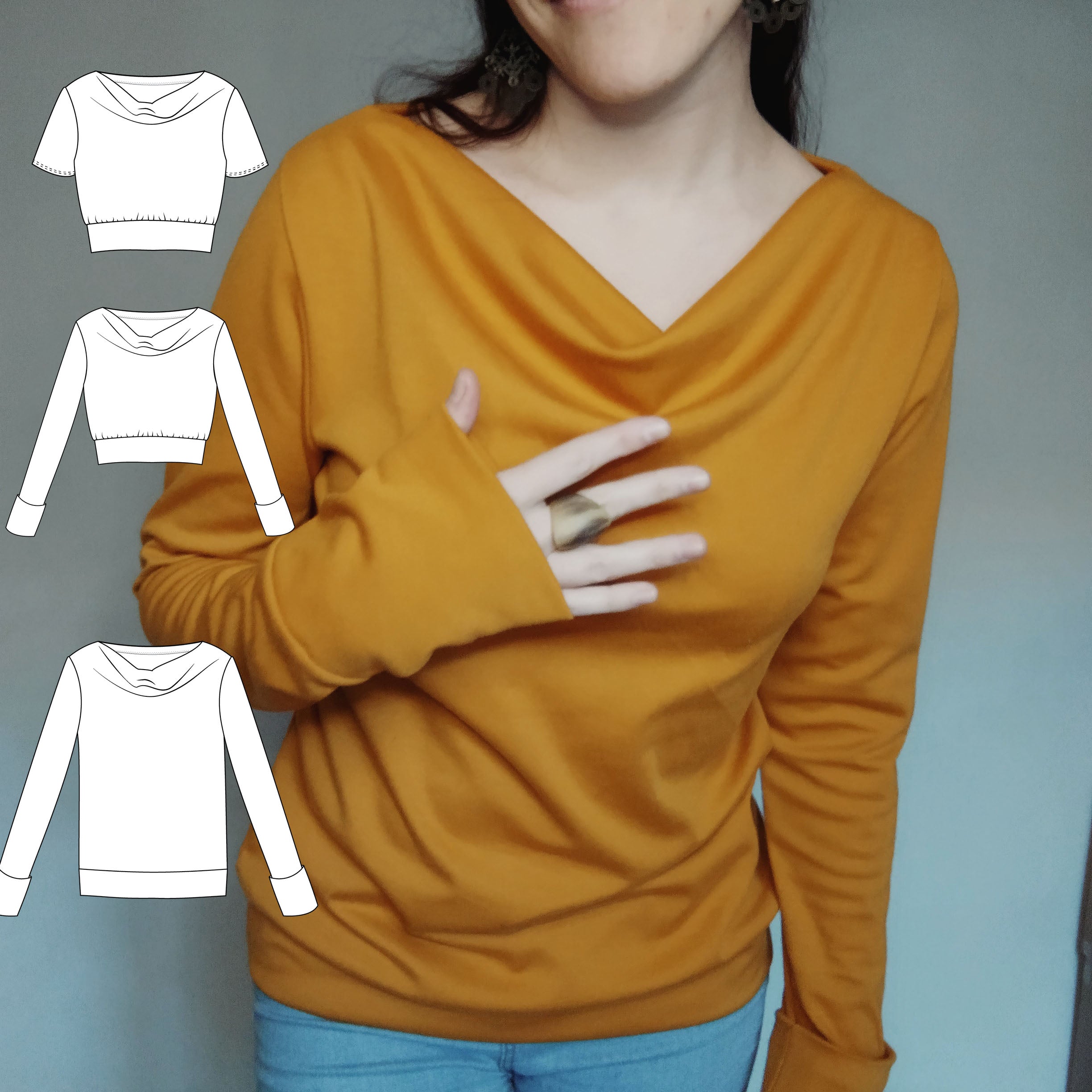 PDF - Patron digital du sweat shirt Nouipa de Comme une fleur du 32 au 60 (Fr)