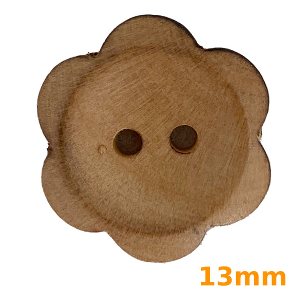 Boutons fleurs en bois 13mm  (prix à la pièce)