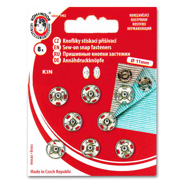 Pressions à coudre - 11mm  (prix pour 1 plaques de 8 pressions)