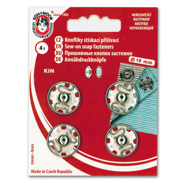 Pressions à coudre - 19mm  (prix pour 1 plaques de 4 pressions) )