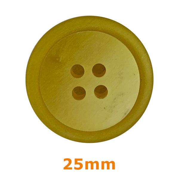Boutons 4 trous rainuré 25mm - jaune jonquille (prix à la pièce)