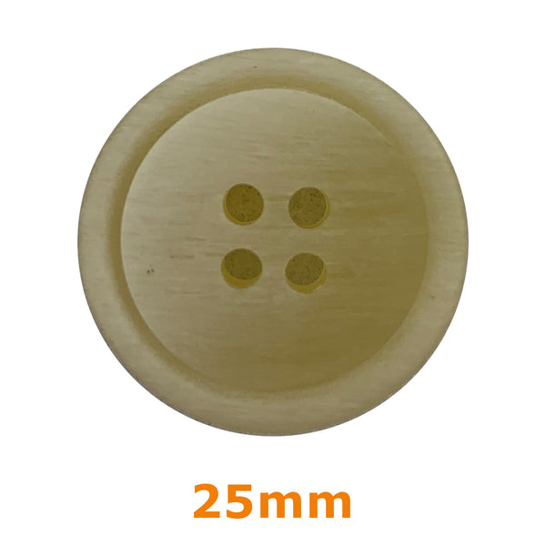 Boutons 4 trous rainuré 25mm - crème (prix à la pièce)