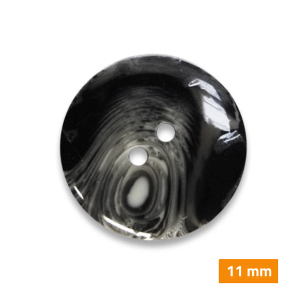 Boutons marbrés 2 trous 11,5mm - anthracite et noir (prix à la pièce)