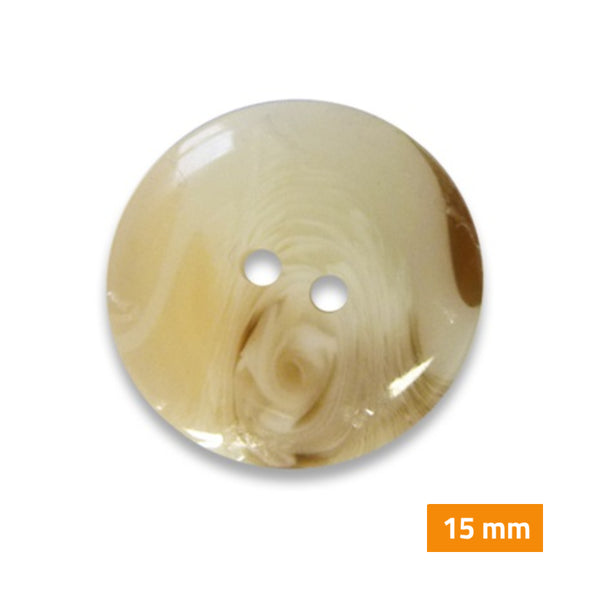 Boutons marbrés 2 trous 15mm - dune translucide (prix à la pièce)