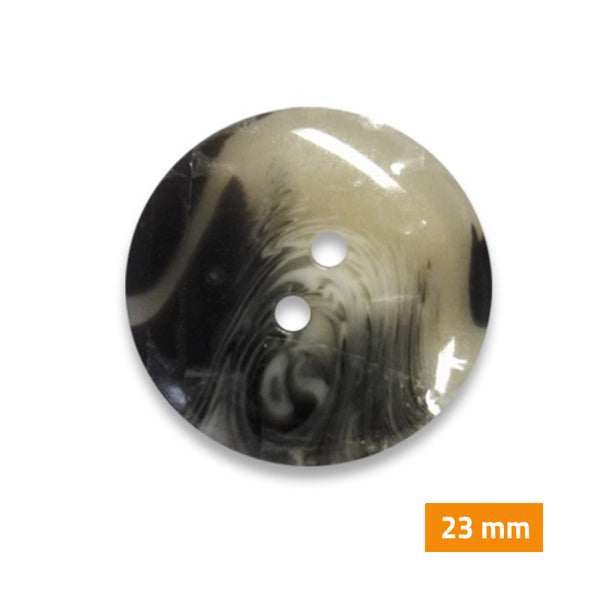 Boutons marbrés 2 trous 23mm - gris corne translucide (prix à la pièce)
